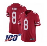 Men's San Francisco 49ers #8 Steve Young Red Team Color Vapor Untouchable Limited Player 100th Season Football Jersey