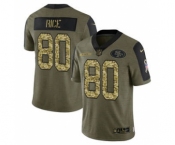 Men's San Francisco 49ers #80 Jerry Rice 2021 Olive Camo Salute To Service Limited Stitched Football Jersey