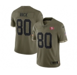 Men's San Francisco 49ers #80 Jerry Rice 2022 Olive Salute To Service Limited Stitched Jersey