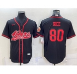 Men's San Francisco 49ers #80 Jerry Rice Black Color Rush With Patch Cool Base Stitched Baseball Jersey