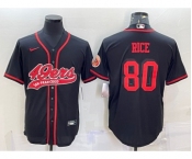 Men's San Francisco 49ers #80 Jerry Rice Black Color Rush With Patch Cool Base Stitched Baseball Jersey