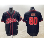 Men's San Francisco 49ers #80 Jerry Rice Black Red With Patch Cool Base Stitched Baseball Jersey
