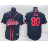 Men's San Francisco 49ers #80 Jerry Rice Black Stitched Cool Base Nike Baseball Jersey