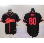 Men's San Francisco 49ers #80 Jerry Rice Black With Patch Cool Base Stitched Baseball Jersey