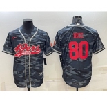 Men's San Francisco 49ers #80 Jerry Rice Grey Camo With Patch Cool Base Stitched Baseball Jersey