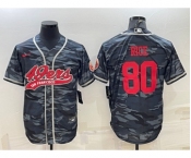 Men's San Francisco 49ers #80 Jerry Rice Grey Camo With Patch Cool Base Stitched Baseball Jersey