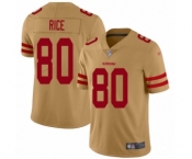 Men's San Francisco 49ers #80 Jerry Rice Limited Gold Inverted Legend Football Jersey