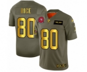Men's San Francisco 49ers #80 Jerry Rice Limited Olive Gold 2019 Salute to Service Football Jersey