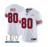 Men's San Francisco 49ers #80 Jerry Rice Limited White Rush Vapor Untouchable Super Bowl LIV Bound Football Jersey