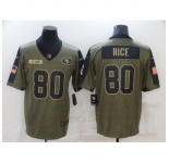Men's San Francisco 49ers #80 Jerry Rice Nike Olive 2021 Salute To Service Limited Player Jersey