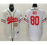 Men's San Francisco 49ers #80 Jerry Rice Number White Mexico Cool Base Stitched Baseball Jersey