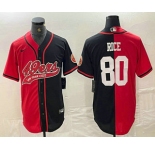 Men's San Francisco 49ers #80 Jerry Rice Red Black Two Tone Cool Base Stitched Baseball Jersey