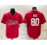 Men's San Francisco 49ers #80 Jerry Rice Red Stitched Cool Base Nike Baseball Jersey