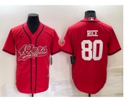 Men's San Francisco 49ers #80 Jerry Rice Red Stitched Cool Base Nike Baseball Jersey