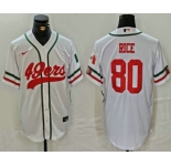 Men's San Francisco 49ers #80 Jerry Rice White Mexico Cool Base Stitched Baseball Jersey