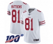Men's San Francisco 49ers #81 Jordan Matthews White Vapor Untouchable Limited Player 100th Season Football Jersey