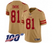 Men's San Francisco 49ers #81 Terrell Owens Limited Gold Inverted Legend 100th Season Football Jersey