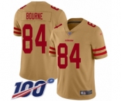 Men's San Francisco 49ers #84 Kendrick Bourne Limited Gold Inverted Legend 100th Season Football Jersey