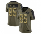 Men's San Francisco 49ers #85 George Kittle 2021 Olive Camo Salute To Service Limited Stitched Football Jersey