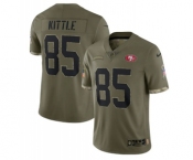 Men's San Francisco 49ers #85 George Kittle 2022 Olive Salute To Service Limited Stitched Jersey