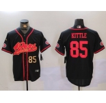 Men's San Francisco 49ers #85 George Kittle Black With Patch Cool Base Stitched Baseball Jersey