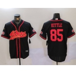 Men's San Francisco 49ers #85 George Kittle Black With Patch Cool Base Stitched Baseball Jerseys