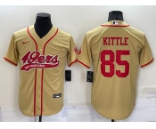 Men's San Francisco 49ers #85 George Kittle Gold Stitched Cool Base Nike Baseball Jersey