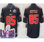 Men's San Francisco 49ers #85 George Kittle Limited Black Fashion LVIII Super Bowl Vapor Jersey