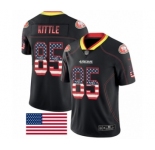 Men's San Francisco 49ers #85 George Kittle Limited Black Rush USA Flag Football Jersey