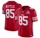 Men's San Francisco 49ers #85 George Kittle Red 2024 F.U.S.E. Super Bowl LVIII Patch And 4-star C Patch Vapor Untouchable Limited Football Stitched Jersey