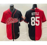 Men's San Francisco 49ers #85 George Kittle Red Black Two Tone Cool Base Stitched Baseball Jersey