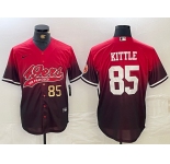 Men's San Francisco 49ers #85 George Kittle Red Black With Patch Cool Base Stitched Baseball Jerseys