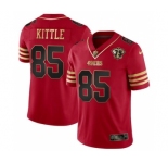 Men's San Francisco 49ers #85 George Kittle Red Gold With 75th Anniversary Patch Football Stitched Jersey