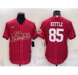 Men's San Francisco 49ers #85 George Kittle Red With Patch Cool Base Stitched Baseball Jersey