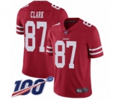 Men's San Francisco 49ers #87 Dwight Clark Red Team Color Vapor Untouchable Limited Player 100th Season Football Jersey