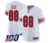 Men's San Francisco 49ers #88 Garrett Celek Limited White Rush Vapor Untouchable 100th Season Football Jersey
