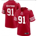 Mens San Francisco 49ers #91 Sam Okuayinonu Red Vapor Untouchable Limited Stitched Football Jersey