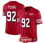 Men's San Francisco 49ers #92 Chase Young Red 2023 F.U.S.E. NFC West Champions Patch Alternate Football Stitched Jersey