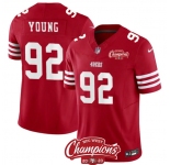 Men's San Francisco 49ers #92 Chase Young Red 2023 F.U.S.E. NFC West Champions Patch Football Stitched Jersey
