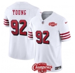 Men's San Francisco 49ers #92 Chase Young White 2023 F.U.S.E. NFC West Champions Patch Alternate Football Stitched Jersey