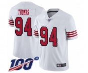 Men's San Francisco 49ers #94 Solomon Thomas Limited White Rush Vapor Untouchable 100th Season Football Jersey