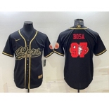 Men's San Francisco 49ers #97 Nick Bosa Black Gold Team Big Logo With Patch Cool Base Stitched Baseball Jersey