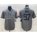 Men's San Francisco 49ers #97 Nick Bosa Gray With Patch Cool Base Stitched Baseball Jersey