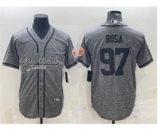 Men's San Francisco 49ers #97 Nick Bosa Gray With Patch Cool Base Stitched Baseball Jersey