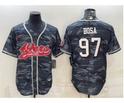 Men's San Francisco 49ers #97 Nick Bosa Grey Camo With Patch Cool Base Stitched Baseball Jersey
