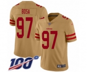 Men's San Francisco 49ers #97 Nick Bosa Limited Gold Inverted Legend 100th Season Football Jersey