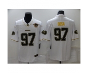 Men's San Francisco 49ers #97 Nick Bosa Nike White-Gold Limited Throwback Jersey