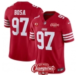 Men's San Francisco 49ers #97 Nick Bosa Red 2023 F.U.S.E. With 2-star C Ptach And NFC West Champions Patch Football Stitched Jersey