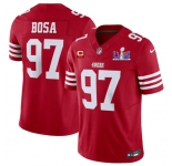 Men's San Francisco 49ers #97 Nick Bosa Red 2024 F.U.S.E. Super Bowl LVIII Patch And 2-star C Patch Vapor Untouchable Limited Football Stitched Jersey