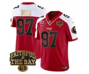 Men's San Francisco 49ers #97 Nick Bosa Red Alternate 2025 F.U.S.E. 1-Star C With Faithful To The Bay Patch Limited V8 Football Stitched Jersey